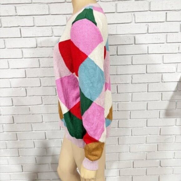 Boden Colorful Argyle Sweater • Size L • Preppy Color‑Block Knit - Picture 6 of 12